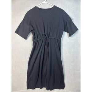 Everlane Dress The Luxe Cotton Tie-Front Tee XS Black Left Slit 100% Cotton Soft